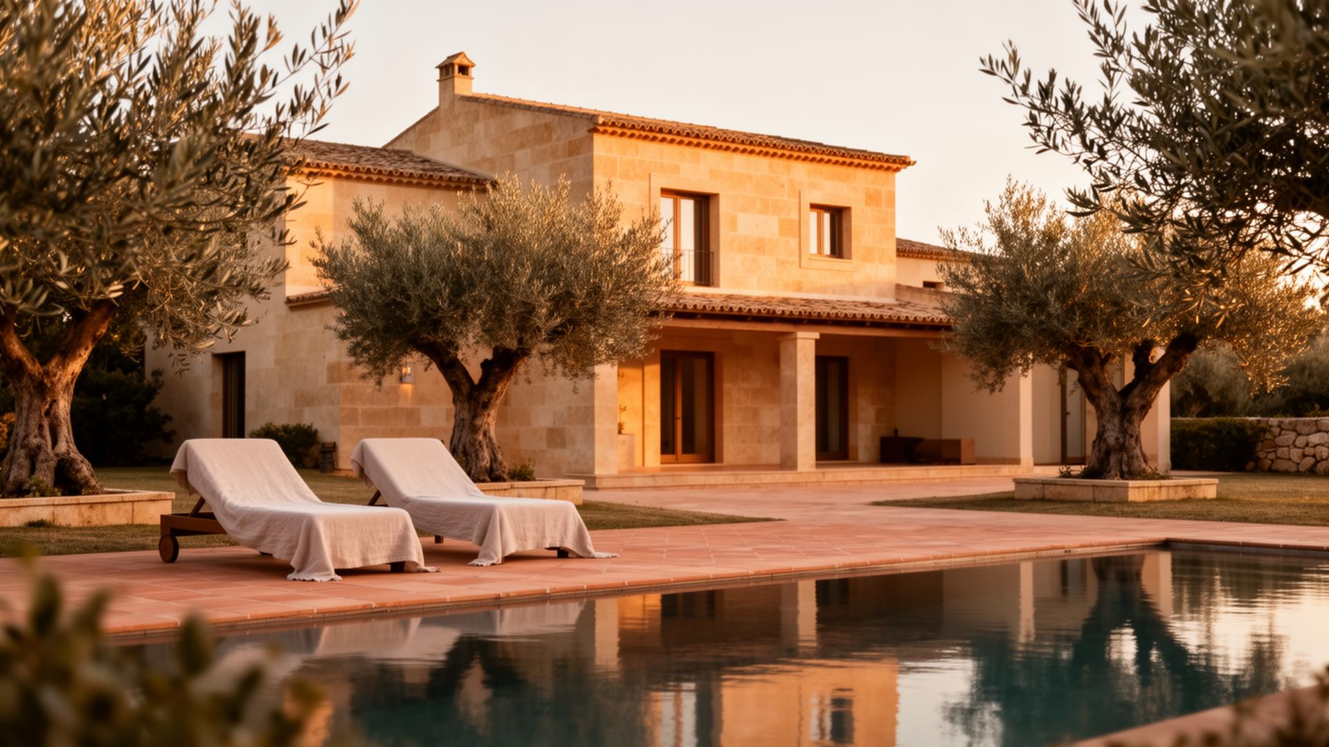 Mediterranean villa at golden hour